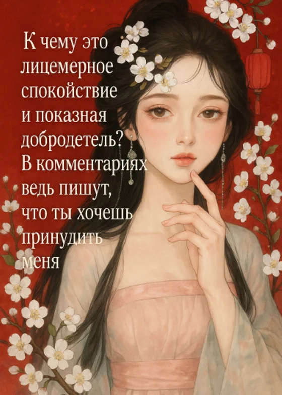 К чему это лицемерное спокойствие и показная добродетель? В комментариях ведь пишут, что ты хочешь принудить меня